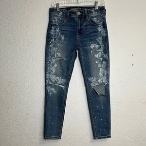 American Eagle Super Stretch Jegging Crop Distressed Womens Jeans Size 8 Reg NWT